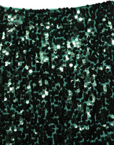 Dolce & Gabbana Green Sequin High Waist Pencil Cut Midi Skirt