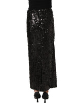 Dolce & Gabbana Black Sequin High Waist Pencil Midi Skirt