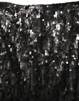 Dolce & Gabbana Black Sequin High Waist Pencil Midi Skirt