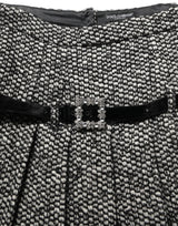 Dolce & Gabbana Black White Tweed High Waist Pleated Skirt