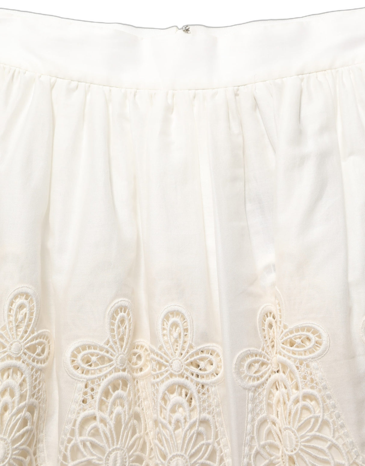 Dolce & Gabbana White Floral Embroidered A-line Mini Skirt