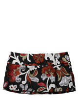 Dolce & Gabbana Black Floral Jacquard Mid Waist Mini Skirt