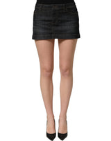 Dolce & Gabbana Black Cotton Spandex Low Waist Denim Mini Skirt