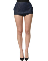 Dolce & Gabbana Blue Cotton High Waist Denim Hotpants Shorts