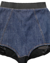 Dolce & Gabbana Blue Cotton High Waist Denim Hotpants Shorts