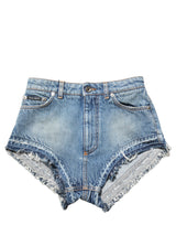 Dolce & Gabbana Blue Cotton High Waist Denim Hotpants Shorts