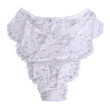 Dolce & Gabbana White Floral Lace Low Rise Panty Underwear