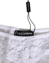 Dolce & Gabbana White Floral Lace Low Rise Panty Underwear