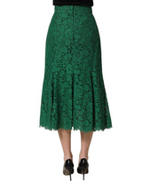 Dolce & Gabbana Green Lace High Waist Mermaid Midi Skirt