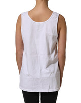 American Vintage White Cotton Round Neck Sleeveless Tank Top
