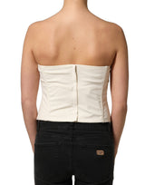Elisabetta Franchi Off White Strapless Sweetheart Neck Top