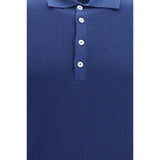 Brunello Cucinelli Blue Cotton Polo Shirt