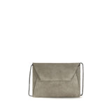 Brunello Cucinelli Gray Calf Leather Bos Taurus Shoulder Bag