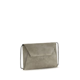 Brunello Cucinelli Gray Calf Leather Bos Taurus Shoulder Bag