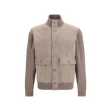 Brunello Cucinelli Beige Calf Leather Bos Taurus Leather Jacket