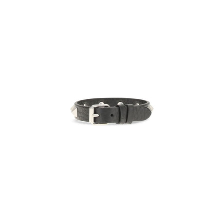 Valentino Garavani Black Calf Leather Bos Taurus Bracelet