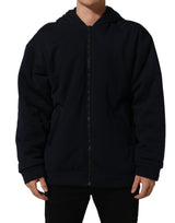 Dolce & Gabbana Black Cotton Full Zip Hooded Bomber Jacket