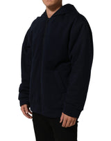 Dolce & Gabbana Black Cotton Full Zip Hooded Bomber Jacket