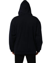 Dolce & Gabbana Black Cotton Full Zip Hooded Bomber Jacket