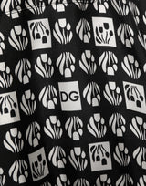 Dolce & Gabbana Black White Silk Men Wrap Robe Coat Jacket