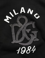 Dolce & Gabbana Black Cotton Milano1984 Print Hoodie Sweater
