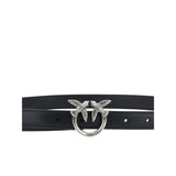 PINKO Black Calf Leather Bos Taurus Regular Belt