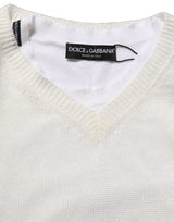 Dolce & Gabbana White Flax CrewNeck Layered Pullover Sweater