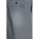 Miu Miu Gray Cotton Casual Pants