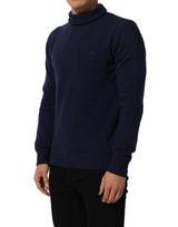 Dolce & Gabbana Blue Wool Knit Turtleneck Pullover Sweater