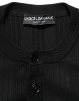 Dolce & Gabbana Black Silk Blend Henley Pullover Men Sweater