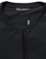 Dolce & Gabbana Dark Blue Cotton Round Neck Pullover Sweater