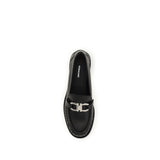 Ferragamo Black Calf Leather Bos Taurus Slip-On Loafers