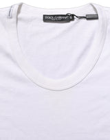 Dolce & Gabbana White Cotton Short Sleeve Round Neck T-shirt