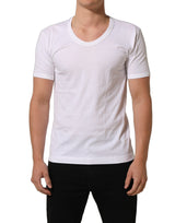 Dolce & Gabbana White Cotton Short Sleeve Round Neck T-shirt
