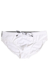 Dolce & Gabbana White Stretch Drawstring Swim Brief Swimwear