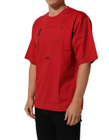 Dolce & Gabbana Red Cotton Graphic Print Crew Neck T-shirt