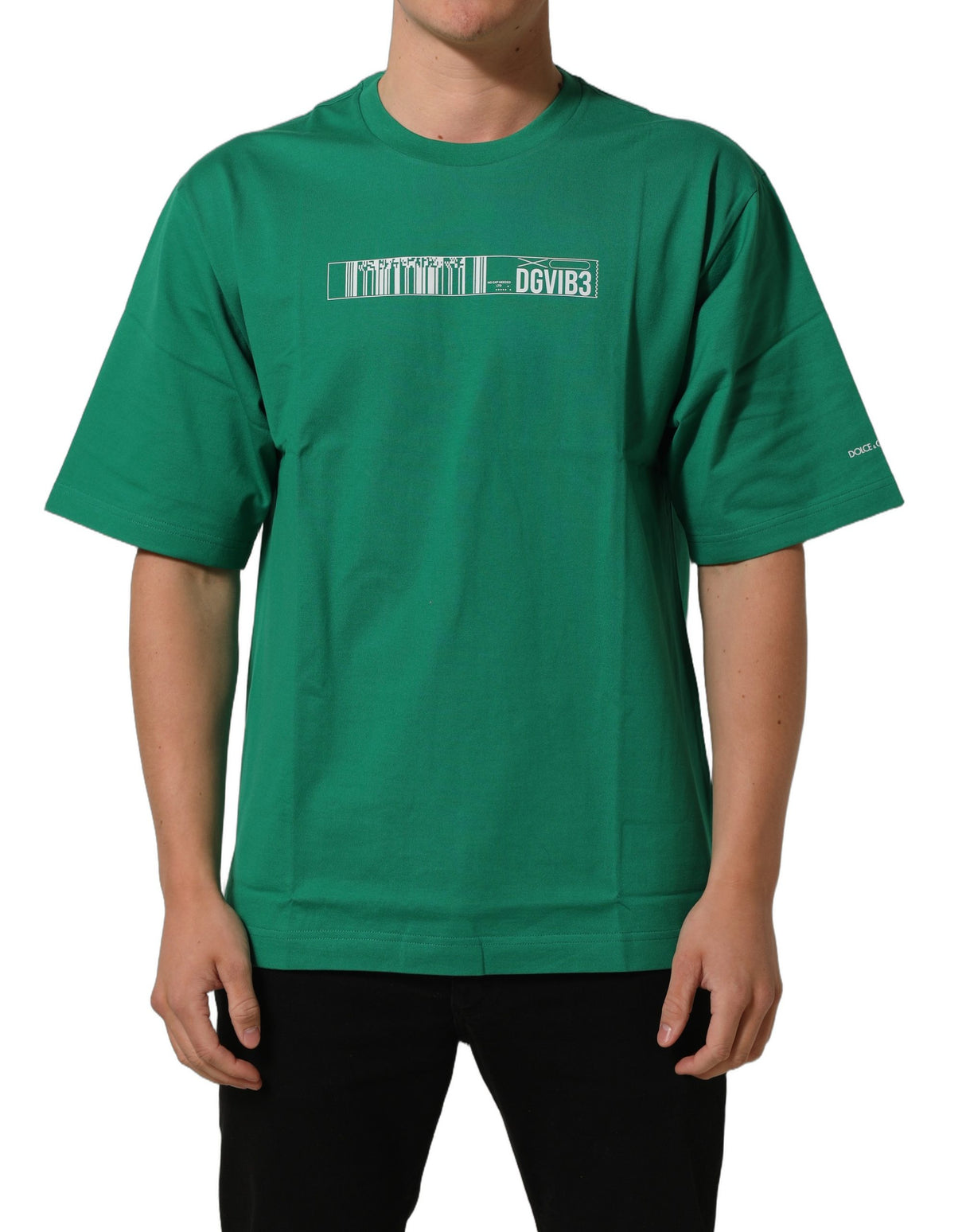 Dolce & Gabbana Green Cotton DGVIB3 Print Crew Neck T-shirt