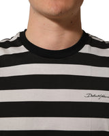 Dolce & Gabbana Black White Stripes Cotton Sleeveless T-shirt