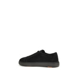 Santoni Black Calf Leather Bos Taurus Low Top Sneakers