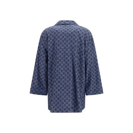 Gucci Blue Cotton Full-Length Jacket