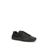 Prada Black Calf Leather Bos Taurus Low Top Sneakers