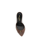Saint Laurent Brown Calf Leather Bos Taurus Mules