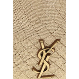 Saint Laurent Beige Raffia Shoulder Bag