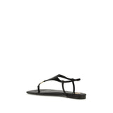 Saint Laurent Black Calf Leather Bos Taurus Flat Sandals