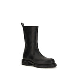Rick Owens Black Calf Leather Bos Taurus Flat Boots