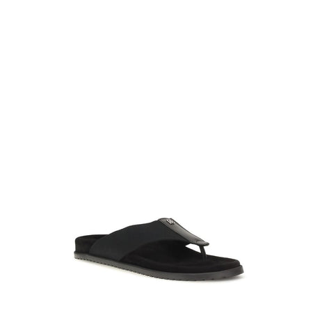 Dolce & Gabbana Black Polyester Flip-Flop Sandals