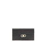 Ferragamo Black Calf Leather Bos Taurus Wallet