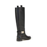 Ferragamo Black Calf Leather Bos Taurus Boots
