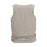 Magda Butrym Beige Lyocell Sleeveles T-Shirt