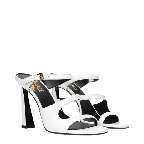 Versace White Leather Stiletto Heel Sandals